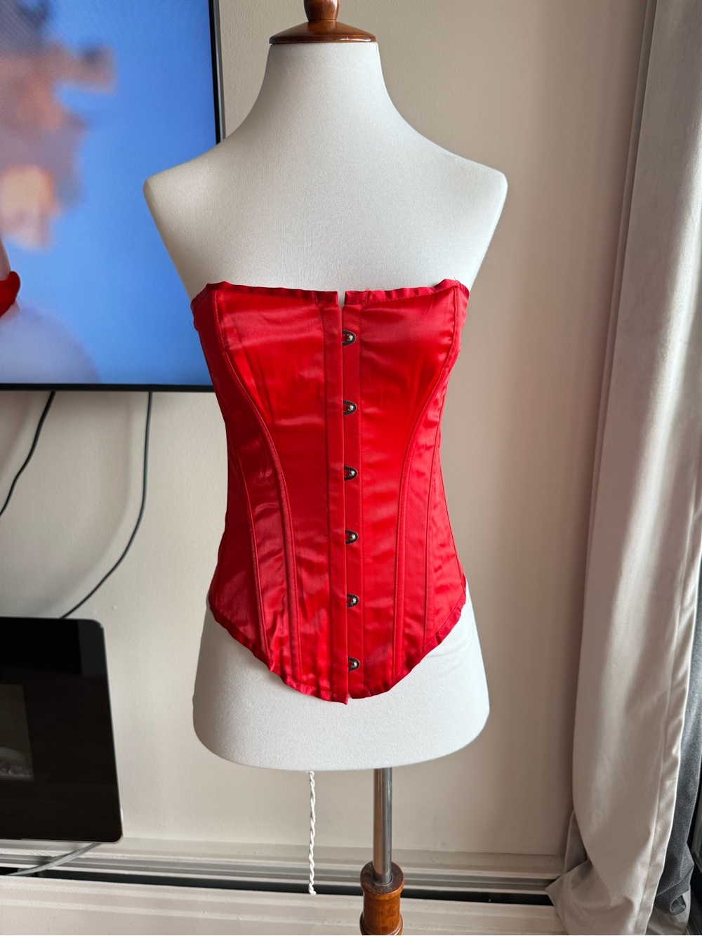 Red Satin Strapless Corset Top - Women Intimates